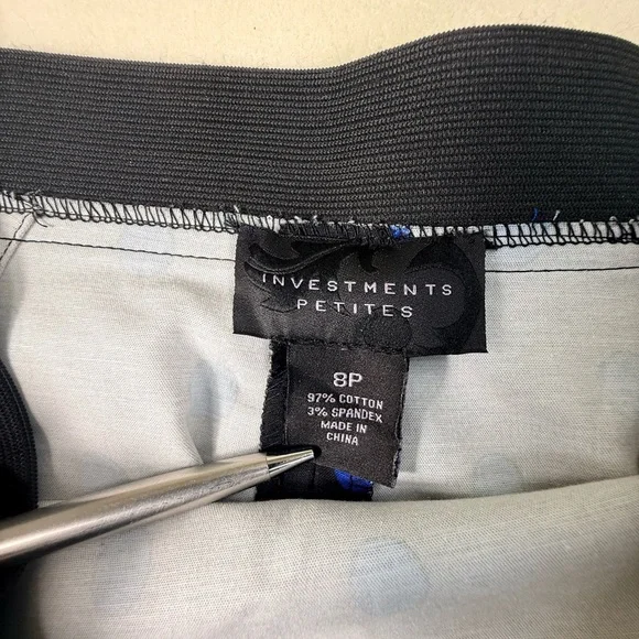 INC International Concepts Black Pencil Skirt with Blue Polka Dots Womens 8P - Picture 3 of 9